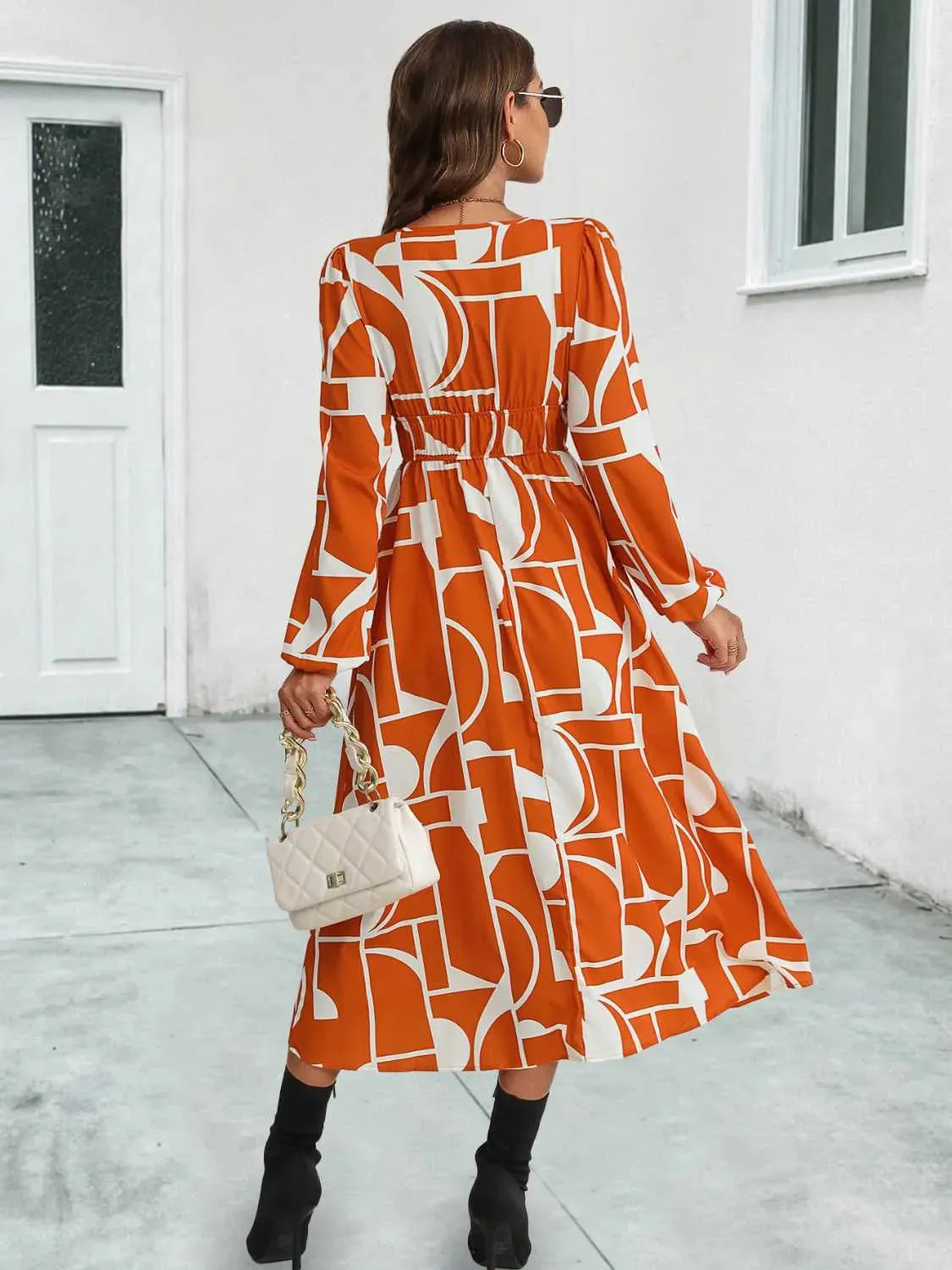 Surplice Neck Long Sleeve Midi Dress Casual Dresses - Tophatter Daily Deals
